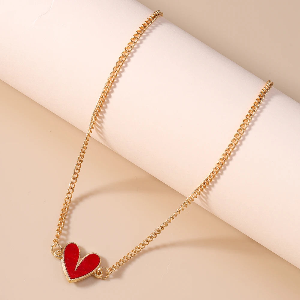 Cute Love Heart Pendant Necklace for Women Girls Gold Color Choker Necklaces Chain Birthday Jewelry Gifts
