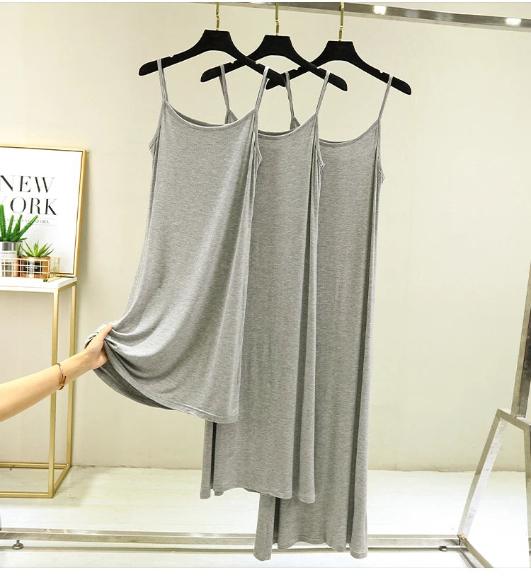 Modal Sleeveless Vest Dress Women Summer Thin Base Layer Color Block Casual round Neck Scene Casual July Deer Brand Dress