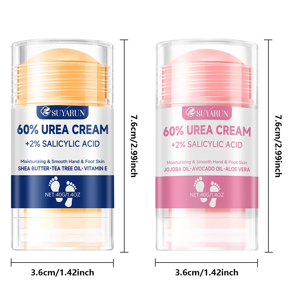 SUYARUN 60% Urea Foot Cream Stick - Moisturizing & Exfoliating, Cracked Heel Repair, Deep Hydration for Dry Feet, Long Protectio