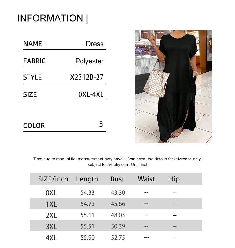 Plus Size Talla Grande Summer Long Dresses 2025 Casual Beach Maxi Loose Women's Dresses Comfortable Evening Gowns