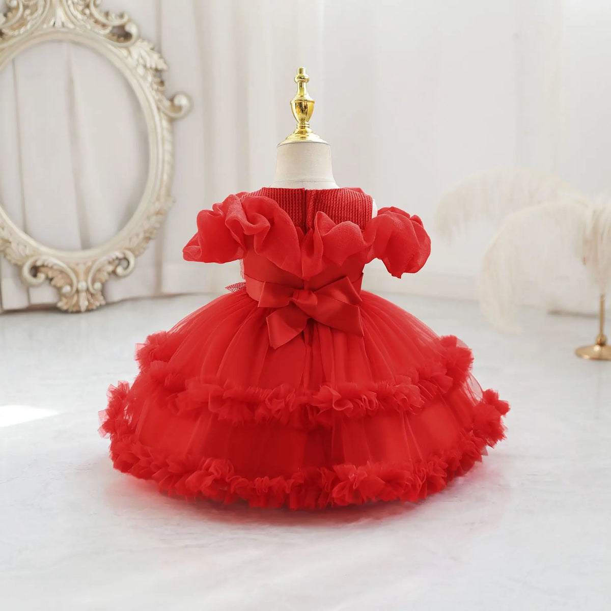HETISO Girls Princess Flower Dress Tutu Sleeve Baby Toddler Children's Birthday Party Ball Gown for 0-5 Years