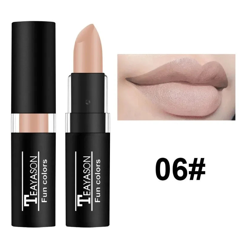 12 Colors Nude Lipstick Matte Velvety Vampire Makeup Punk Black Lip Gloss Smooth Waterproof Lasting Durable Dark Paint Cosmetics