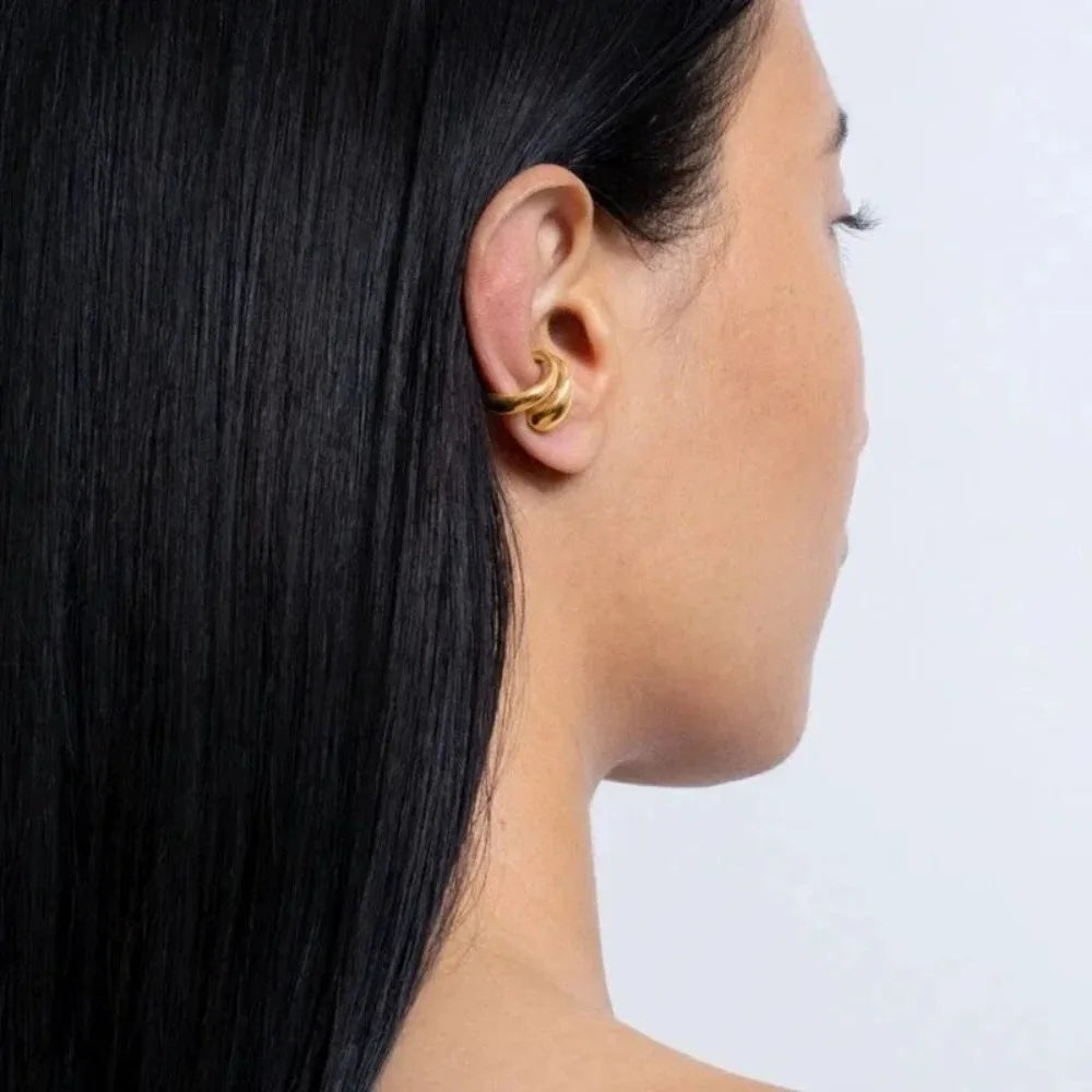 Punk Piercless Ear Clip Earring For Women'S Classic Gold Color Trendy Earcuff Earrings Girl Y2K Daily Wear Jewelry