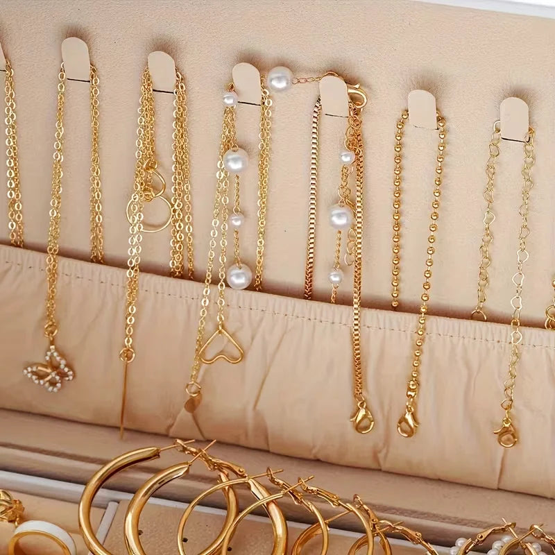 86 Pcs Fashion Jewelry Set For Women'S Pearl Alloy Earrings Necklaces Rings Bracelets Stackable Boho Jewelry Daily No Box