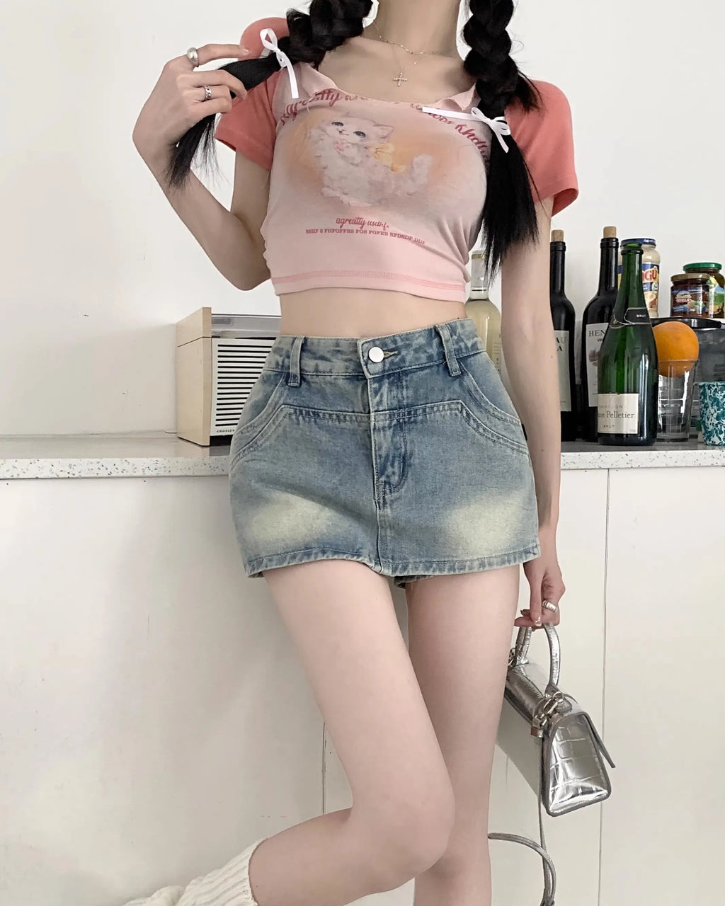 American Style Retro High Waist Denim  Skirt for Women Summer 2026 plus Size Hiding Hip Sexy Girl Short Skirt Pants