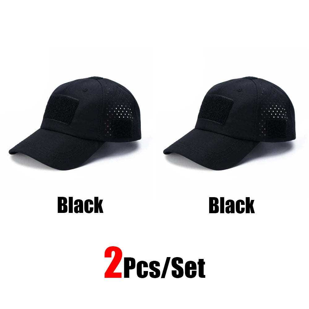 1/2Pcs New Men Camouflage Baseball Cap Breathable Sunscreen Hat Outdoor Sports Hunting Hiking Camping Beach Fishing Sun Hat