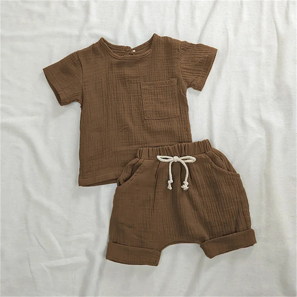 2 Pieces Babies Outfit Set Cotton Newborn Baby Girl Clothes Boys Toddler Romper T-Shirts And Shorts Infant Design Soft Clothes