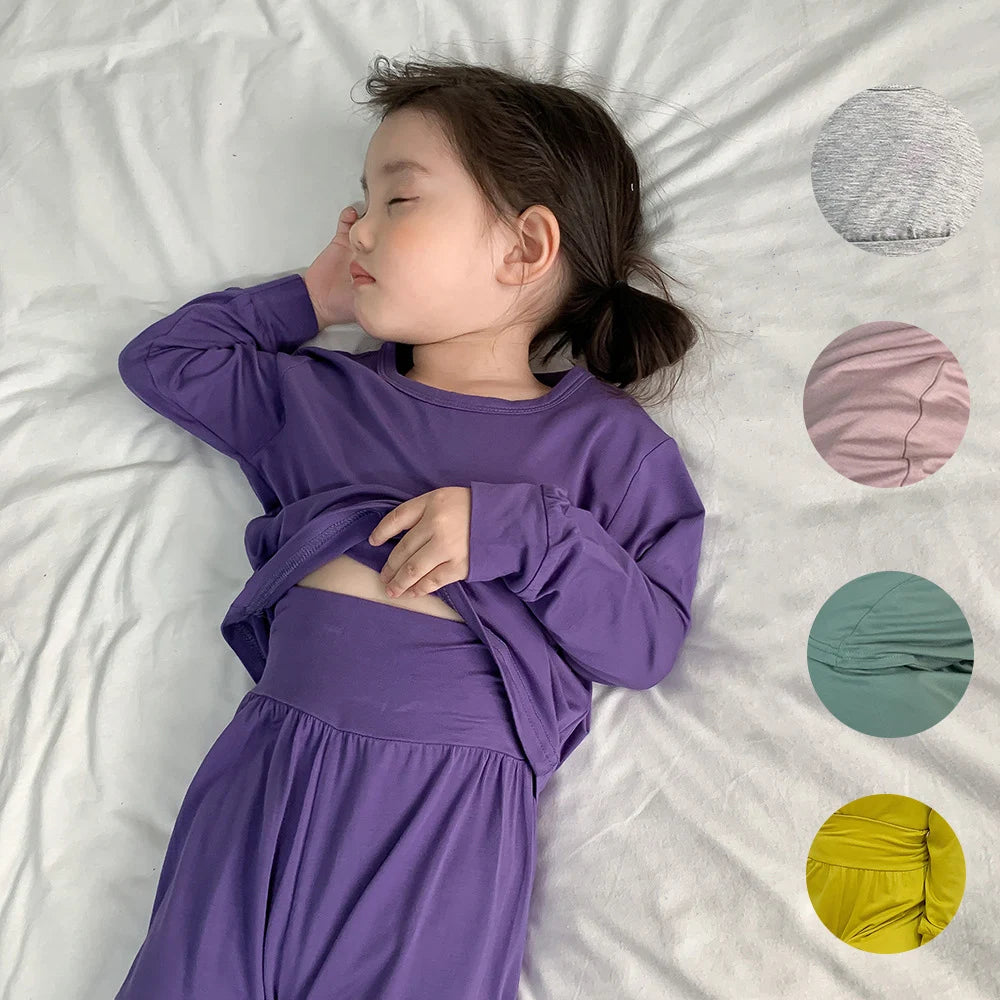 1-8T Toddler Kid Baby Boy Girl Pajamas Set Homewear 2pcs Clothes Set Long Sleeve Top High Waist Pant Suit PJ Outfit