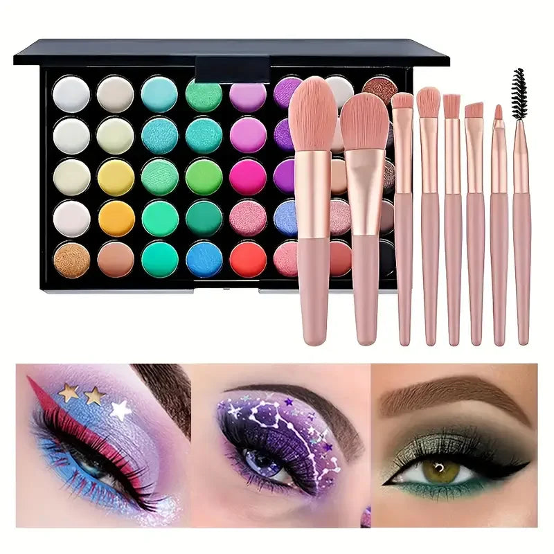 40 Colors Glitter Eyeshadow Palette Matte Waterproof Long Lasting Fashion Women Makeup Kit