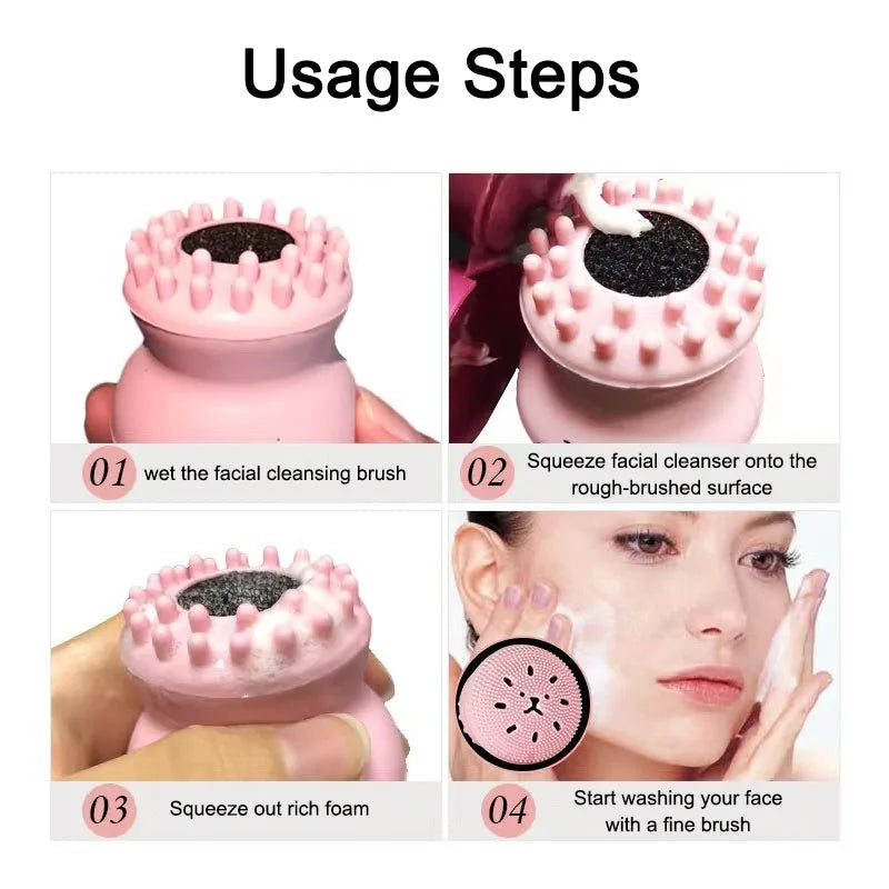 New Silicone Face Scrubber Skin Care Pore Cleaner Brush Face Massage Brush Deep Cleaning Exfoliator Tool XLS02