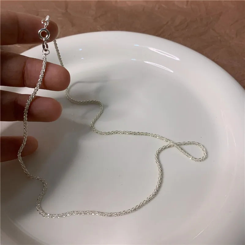 Sparkling Necklace Trendy Chain Choker for Women Fashion Brilliant Crystal Silver Plated Necklaces Accessories Jewelry Gift 2022