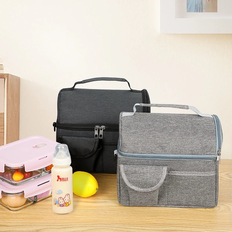 Lonchera térmica portátil de gran capacidad con aislamiento para mantener frío y caliente, bolsa de viaje cruzada para camping y picnic