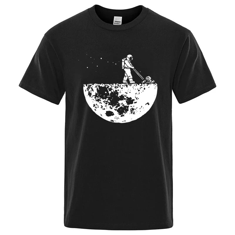 Summer Men T-shirt High Quality Cotton Blend Funny Lunar Cleaner Printing Casual Cool Loose O-neck Male Soft Tshirt Hip Hop Tees