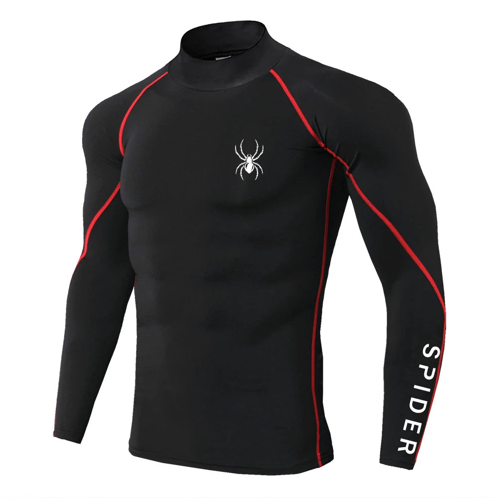 Men's Long Sleeve Compression Shirt Gym Fitness Athletic Undershirt Elastic Sport Running Tops