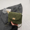 Diamond Grid Chain Crossbody Bag One Shoulder Purse Trendy Flip Top Clutch Women's Fashion Suede Leather Casual Shoulder Bag
