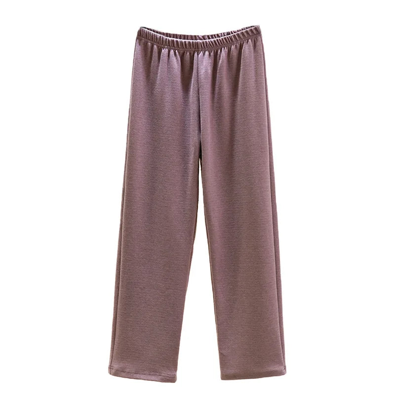 Thickened Double-sided Fleece Straight-leg Pants Women's Winter Sleepwear Sweatpants Casual Comfortable Long Trousers