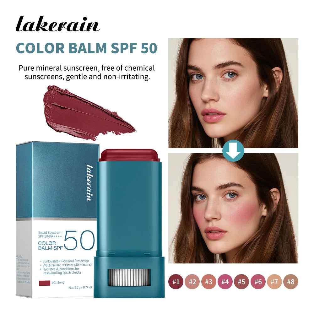 Sunscreen SPF 50 Blush Stick Long-Lasting Waterproof Tinted Blush for Glowing Cheeks Sun Protection & Natural Flush Face Makeup