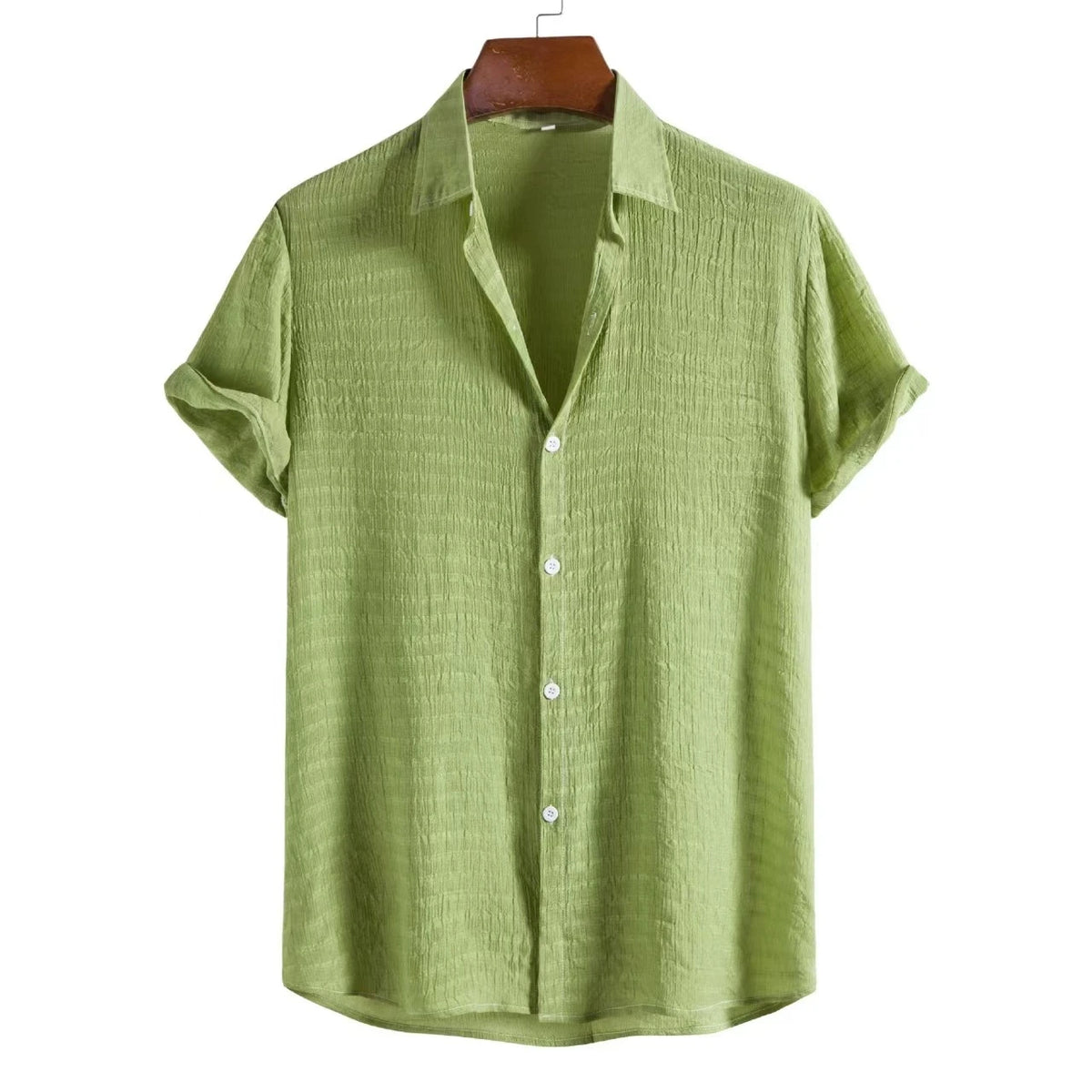 Men's Cotton Blend Casual Short Sleeve Shirt - White