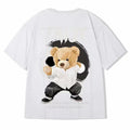 M-8Xl Men'S T Shirt Oversized Streetwear Hip Hop Loose Fashion Korean Short Sleeve Round Neck Print Kung Fu Bear Couple Clothes