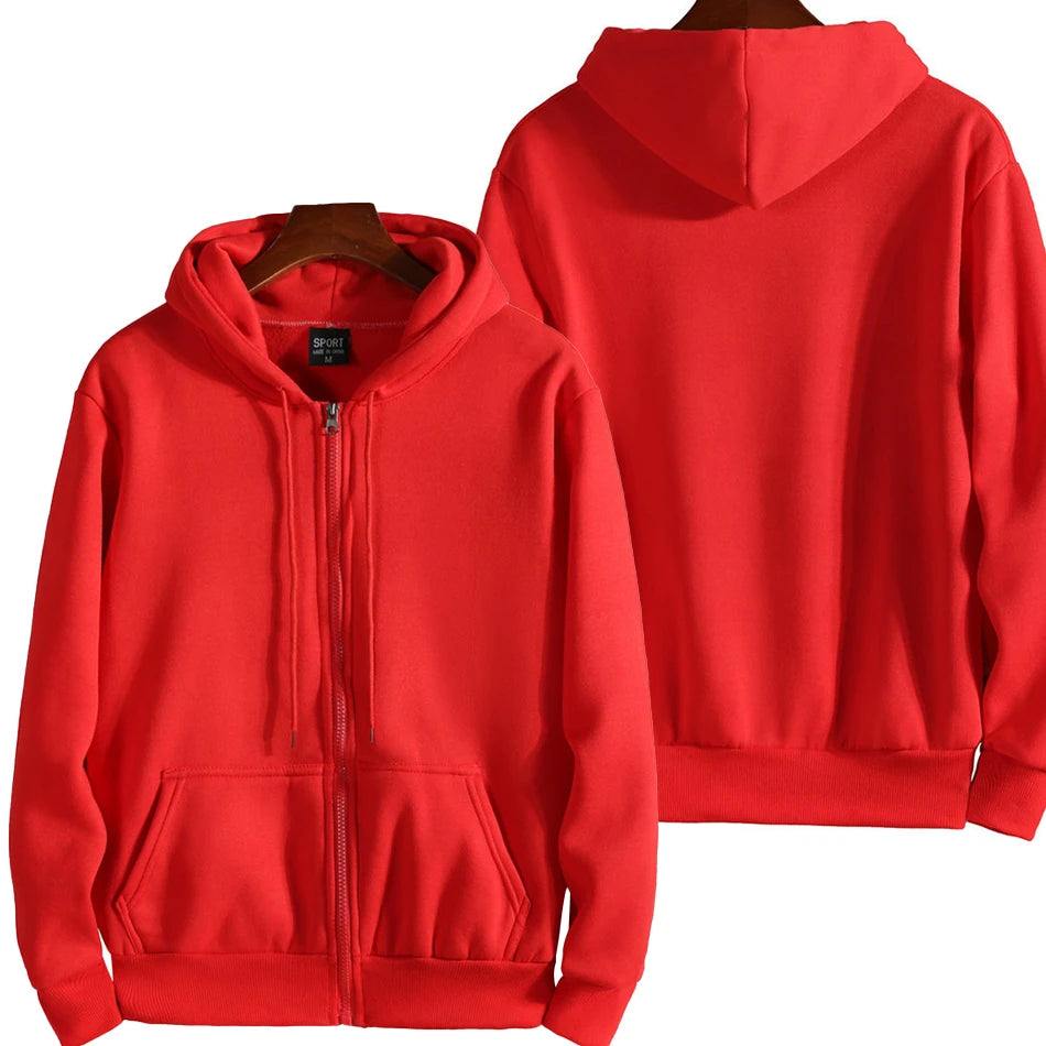 Fashion Zipper Hoodies Women'S/Men Fashion Long Sleeve Hooded Sweatshirt Casual Autumn Winter Sportwear Solid Clothes