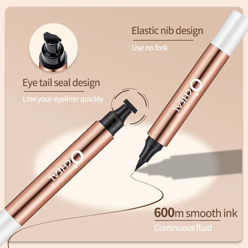 O'Cheal Eyeliner Stamp Black Liquid Eyeliner Pen Waterproof Fast Dry Dual Head Eye Liner Pencil Make-Up For Women'S Cosmetics Tool