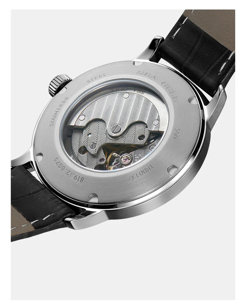 Seagull New Business Watch Men's Mechanical Wristwatches 50m Waterproof Leather Valentine Male Watches relogio masculino 6075