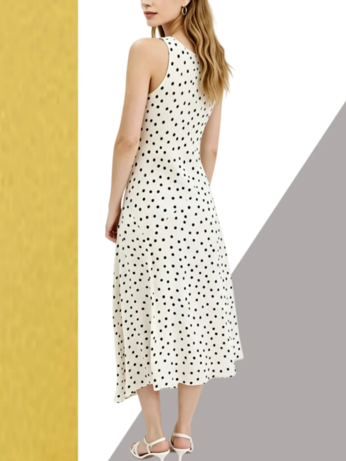 2026 Summer New Women's Fashion Sleeveless Waist-Slimming Polka Dot Print Vest Dress Vacation Style Camisole Mid-Length Dress