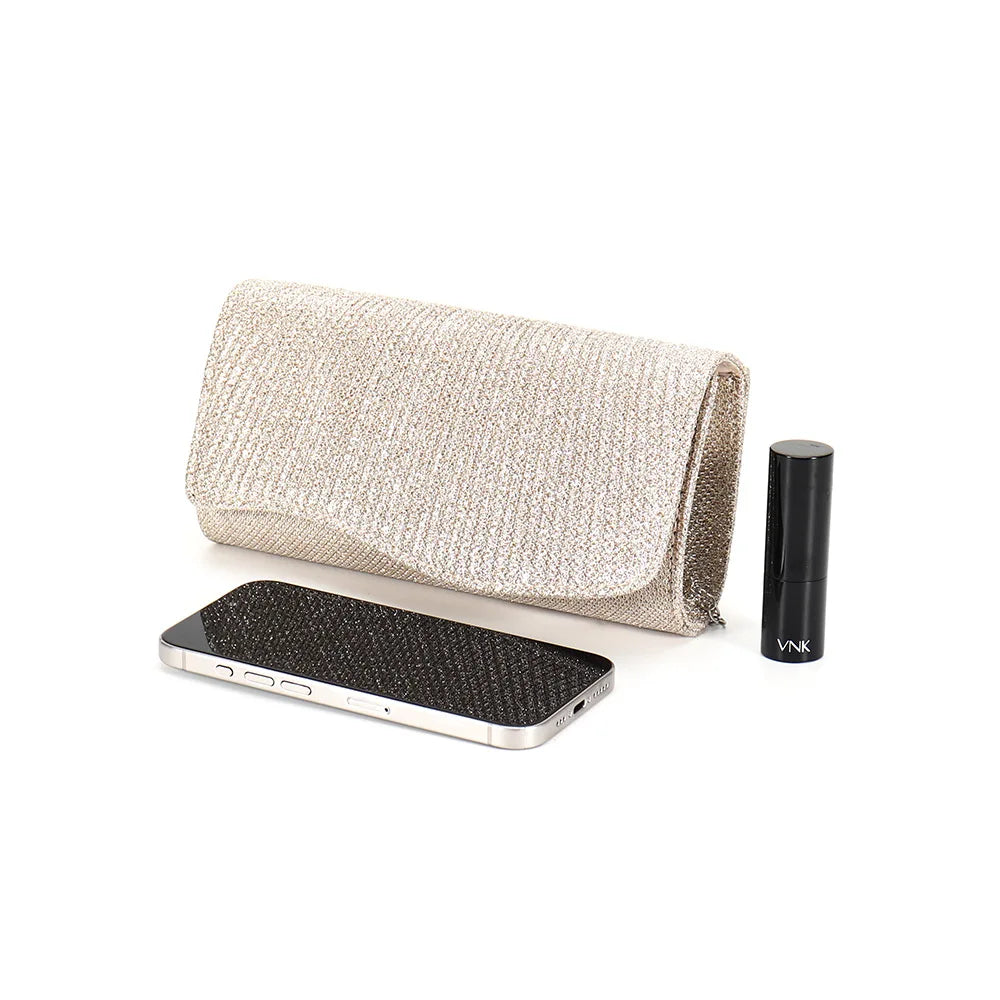 2026 New Women Fold Glitter Handbag Shiny Envelope Evening Bag Ladies Pleated Silver Clutch Chain Wedding Party Mini Long Purse