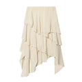 Women's Fashion Layered Decorative Flowing Skirt Cream White Ruffle Layered Skirt High Waist Flowy Long Skirt For Women 18X3
