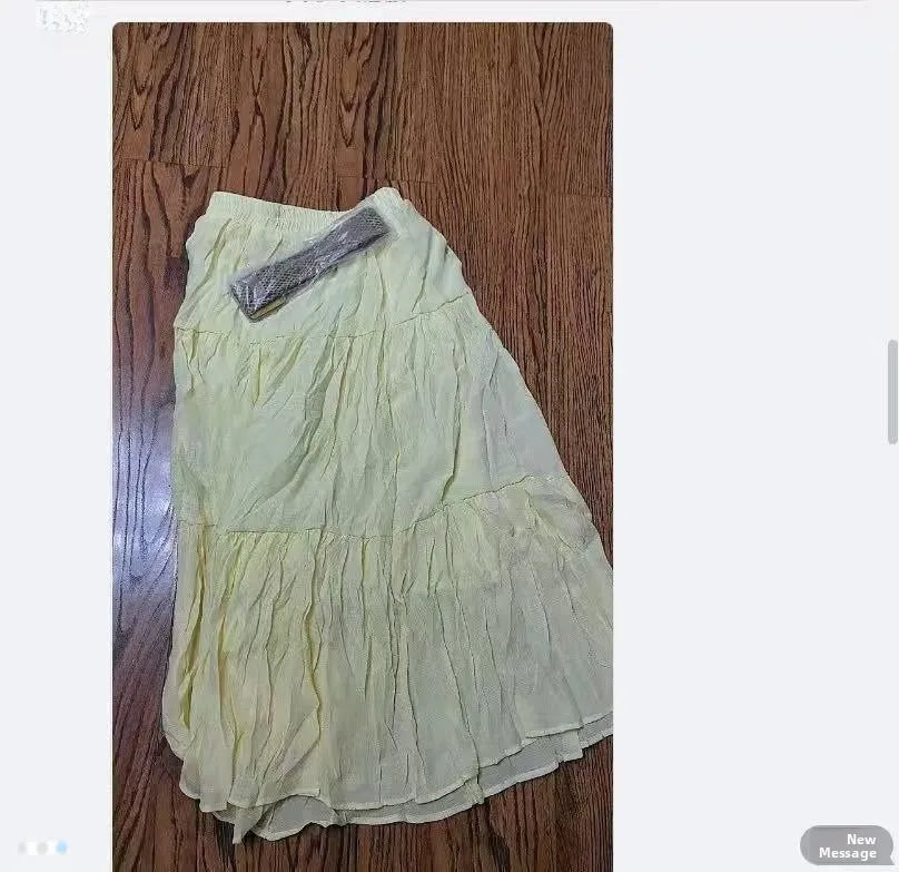 White Casual Mid-Length Puffy Skirt Women's Summer High Waist Slimming Cake Skirt Korean Sle Commute A-Line Skirt