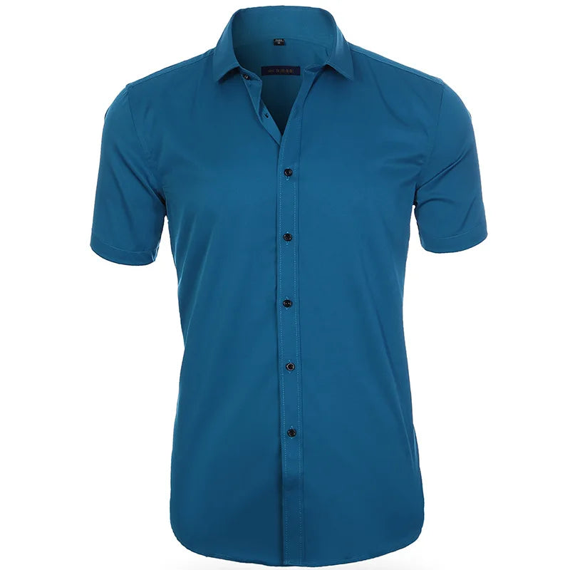 Men's Long Sleeve Dress Shirt Slim Fit Non-Iron Black Business Shirt