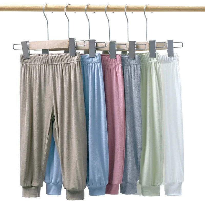 2026 Spring Kids Pants Children's Clothing Boys Girls Solid Modal Breathable Anti Mosquito Elastic Trousers Baby Bottoms Clothes