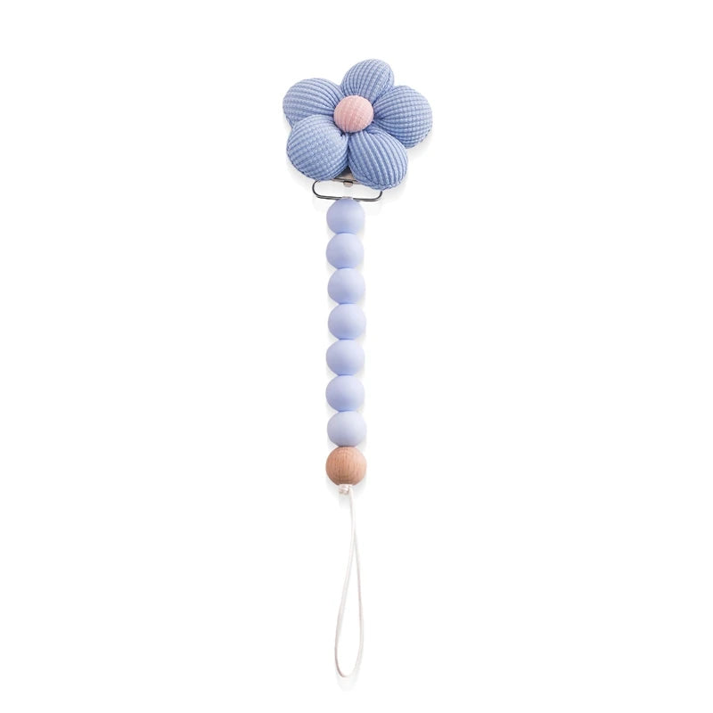 Pacifier Clip For Newborns Premium Safe Teething Clip With Silicone Flower Beads