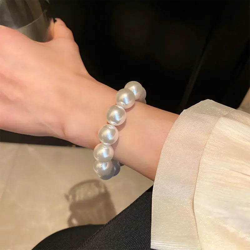 French Luxury Faux Pearl Beaded Elastic Bracelet for Women