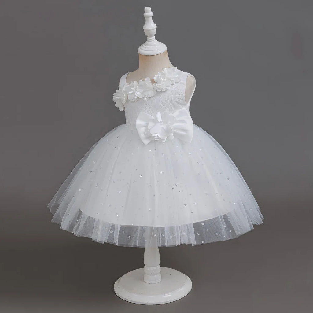 HETISO Baby Girls Dress Sling Elegant Kids Star Printed Birthday Party Ball Gown Children Costume Gown 6M-3 Years