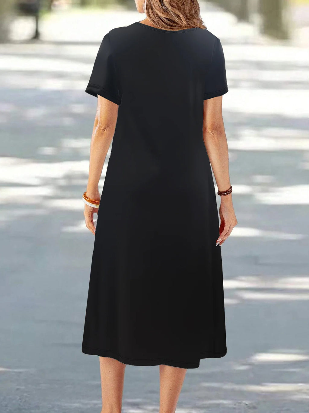 Casual Versatile High Quality round Neck T-Shirt Dress Fashionable Trendy Polyester Long Skirt Elegant Style All-Match Design