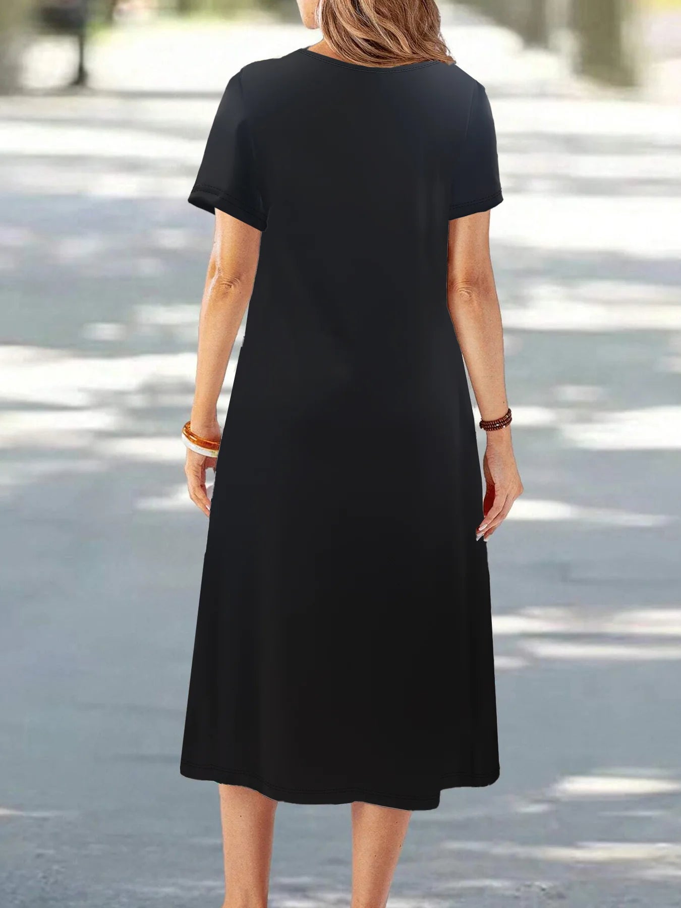 Casual Versatile High Quality round Neck T-Shirt Dress Fashionable Trendy Polyester Long Skirt Elegant Style All-Match Design