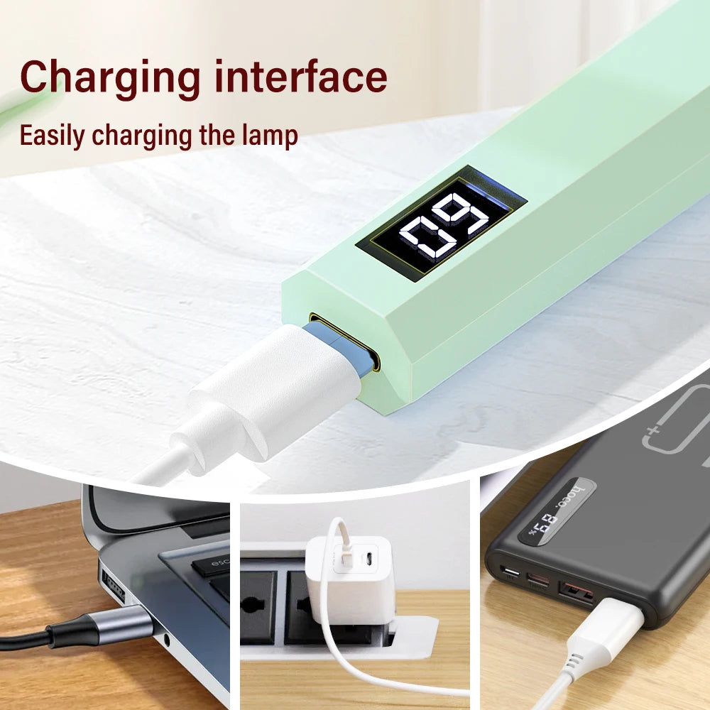 YIKOOLIN Portable Rechargeable UV LED Nail Dryer Mini Gel Polish Curing Lamp 2 Timing Modes USB Charging Manicure Tool Home Use