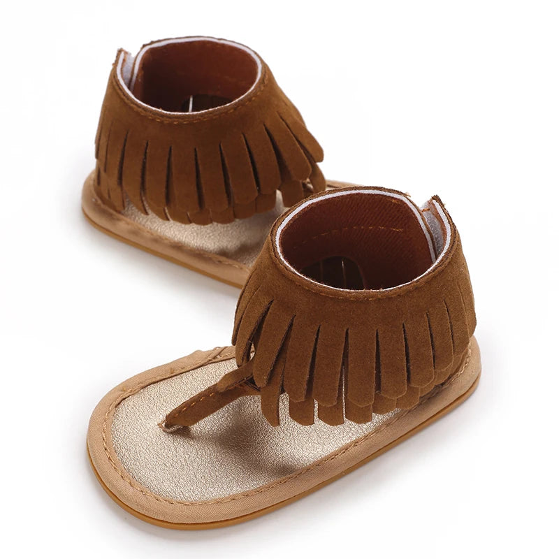 Brown Summer 0-18M Newborn Sandals Cute Bow Soft Rubber Sole Anti Slip Breathable Baby's First Pair Of Walking Shoes