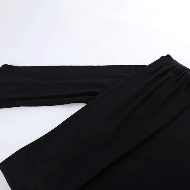 Trendix Black Bodycon Crop Tops For Women's 2026 Summer Off Shoulder Tank Top Street Slim Party Sexy Asymmetric Vacation Top