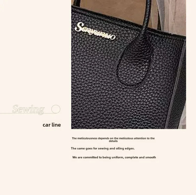 Single-shoulder Crossbody Handheld Triple-use Satchel Portable Leisure Bag Solid Color Lychee Grain Ladies Handbags ﻿
