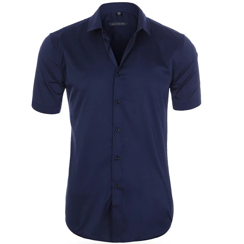 Men's Long Sleeve Dress Shirt Slim Fit Non-Iron Black Business Shirt