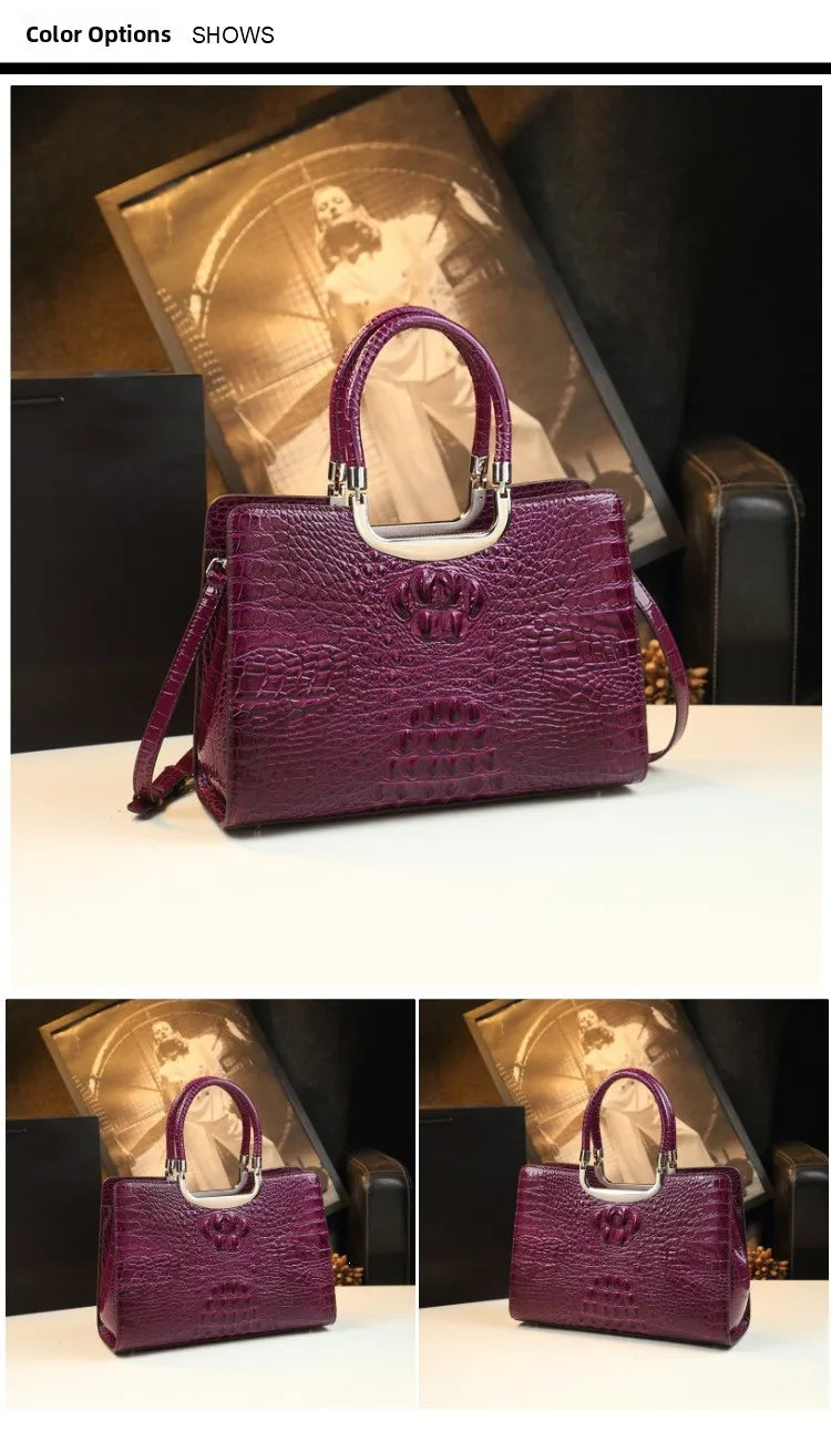 2026 New Ladies Large Tote Business Bag Luxury Leather Crocodile Pattern High Capacity Handbag Single Shoulder Bag for Women