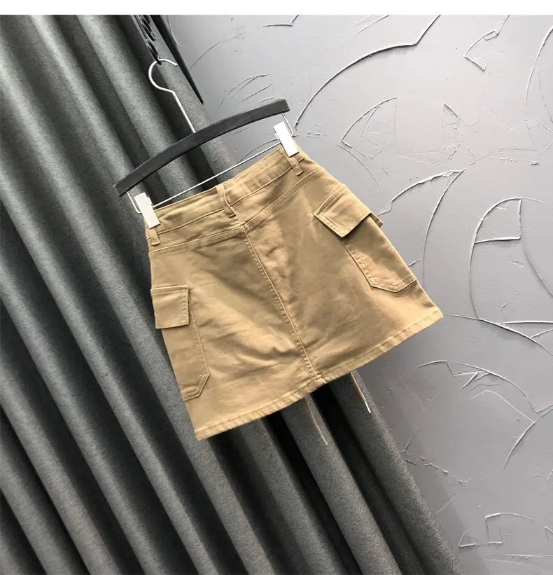 High Waist Slim Fit Denim Mini Skirt Women's Fashion Retro Style Short Skirts Summer Trendy Streetwear Polyester Fabric