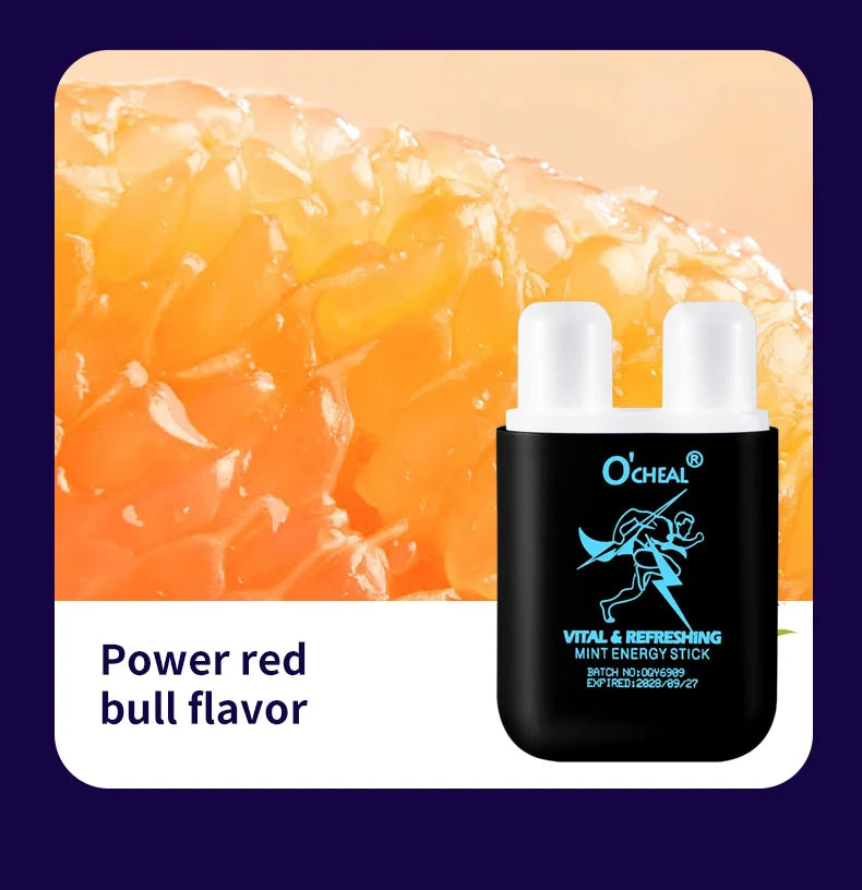 O'cheal Double Hole Energy Stick - Mint Scent Inhaler, 3-Pack