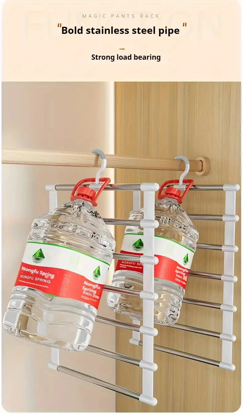 Multi Functional Pants Rack, Cloud Ladder Hanging, Folding Pants Rack, Stainless Steel Pants Clip, Multi-Layer Seamless Storage