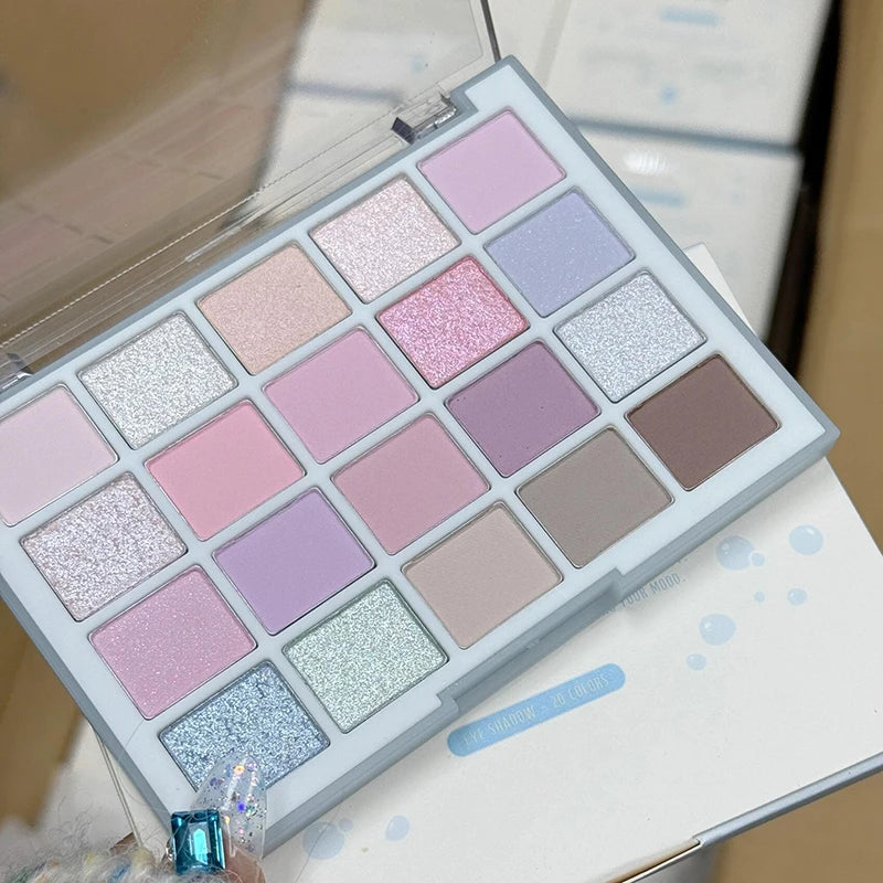 DIKALU 20-Color Korean Low Saturation Eyeshadow Tray Matte Waterproof Brown Pink Eye Shadow Palette Long-lasting Daily Makeup