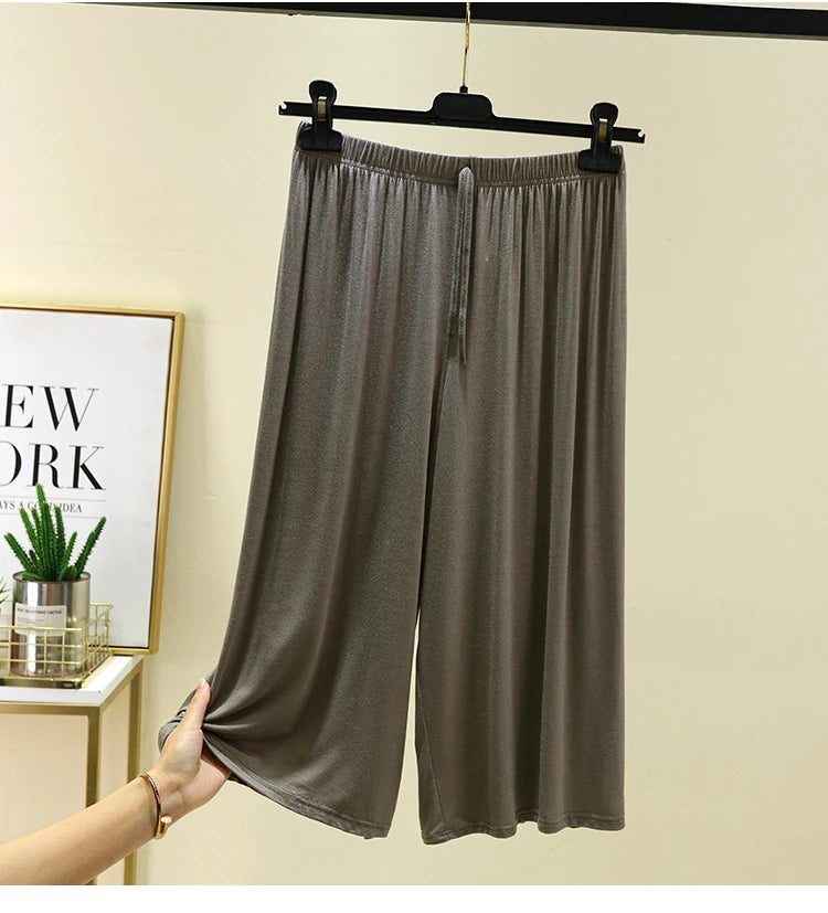 Women's Modal Wide-Leg Pants - High-Waisted Casual Summer Lounge