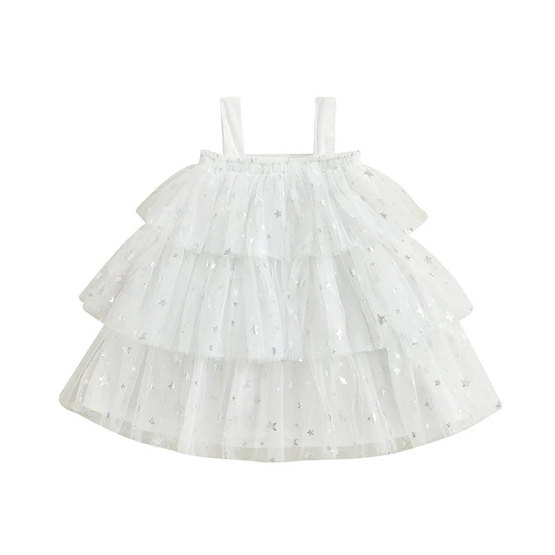 1-9Y Cute Kids Girl Tulle Mesh Lace Dress Bow Front Heart Sleeveless Layered Tulle Dress Plush Heart Ball Cake Dress Costume