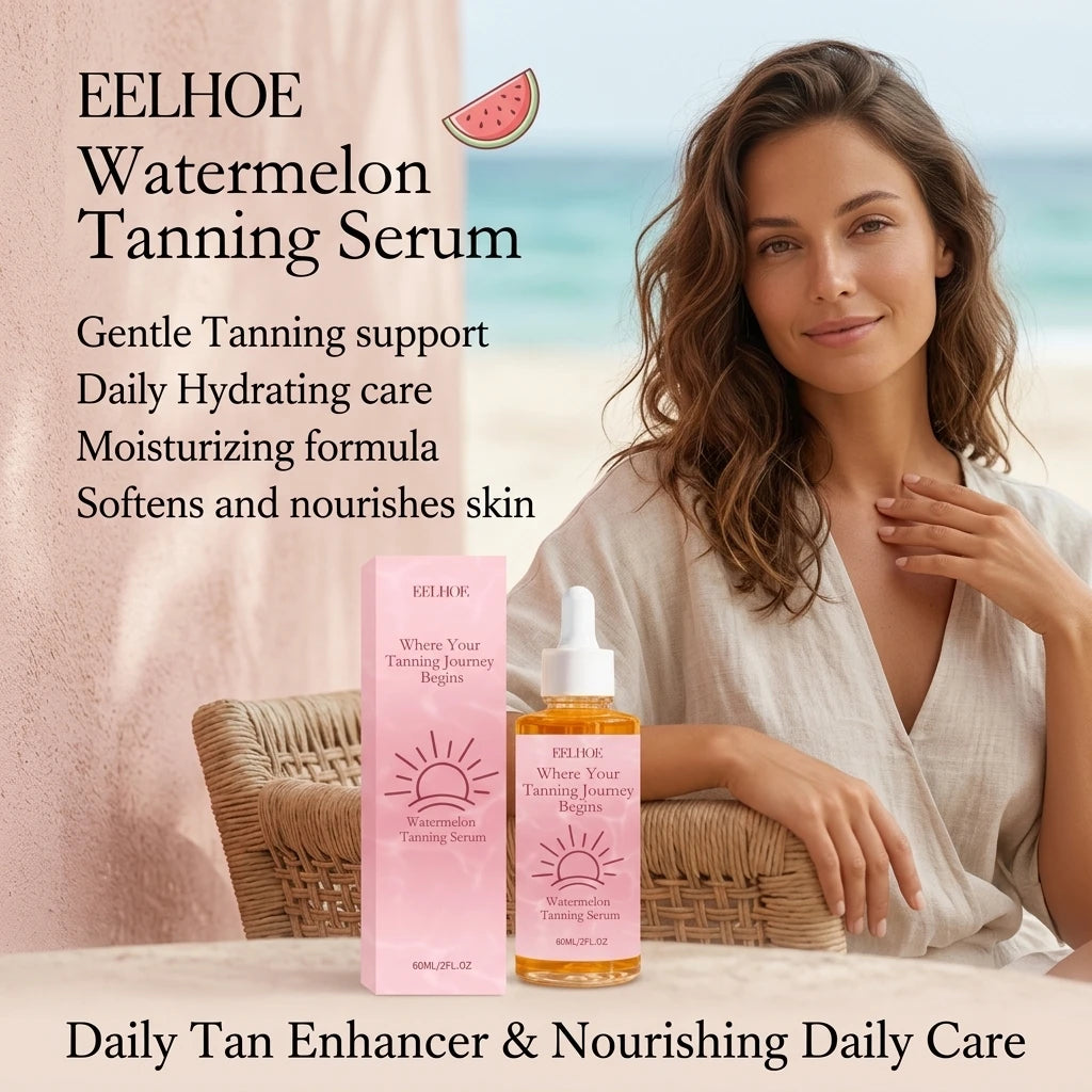 Watermelon Tanning Serum Moisturizing Evens Bronzed Glow Skin Tone Improve Skin Texture Natural Sun-Kissed Body Tanning Essence